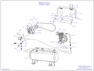 Part Location Diagram of 130-1016 Jenny Motor-1.5Hp