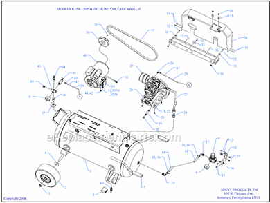 Page A Diagram and Parts List for K15A-30P-CRC-DVS  Jenny Compressor