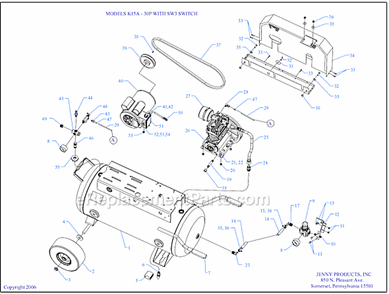 Page A Diagram and Parts List for K15A-30P-CRC-SW3  Jenny Compressor