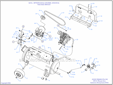 Page A Diagram and Parts List for K15A-30P-DCS-DVS  Jenny Compressor