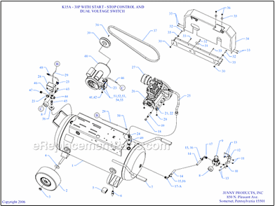 Page A Diagram and Parts List for K15A-30P-SSC-DVS  Jenny Compressor