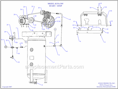 Part Location Diagram of 411-1060 Jenny Tank-Vertcl