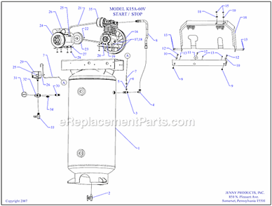 Page A Diagram and Parts List for K15A-60V  Jenny Compressor