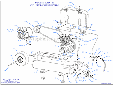 Page A Diagram and Parts List for K15A-8P-CRC-DVS  Jenny Compressor