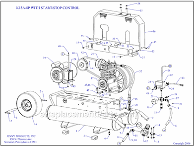 Page A Diagram and Parts List for K15A-8P-SSC  Jenny Compressor