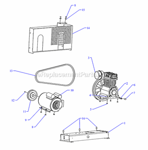 Page A Diagram and Parts List for K15A-B  Jenny Compressor