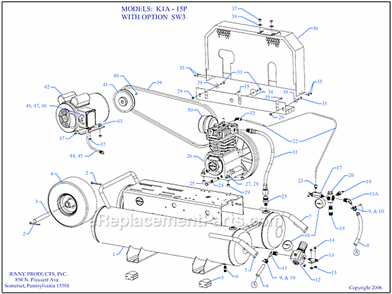 Page A Diagram and Parts List for K1A-15P-CRC-SW3  Jenny Compressor