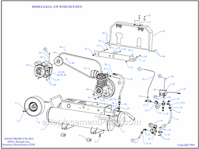 Part Location Diagram of 130-1010-01 Jenny Motor-1Hp