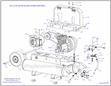 Page A Diagram and Parts List for K1A-15P-SSC  Jenny Compressor