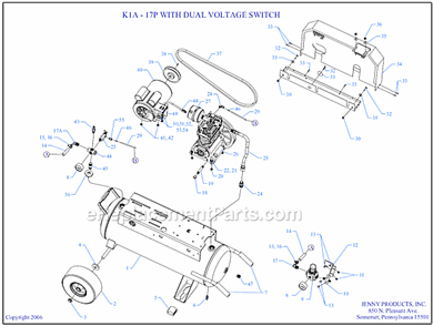 Page A Diagram and Parts List for K1A-17P-CRC-DVS  Jenny Compressor