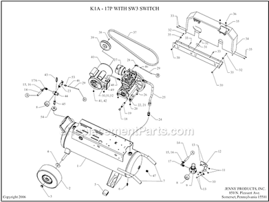 Page A Diagram and Parts List for K1A-17P-CRC-SW3  Jenny Compressor