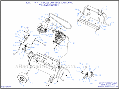 Page A Diagram and Parts List for K1A-17P-DCS-DVS  Jenny Compressor