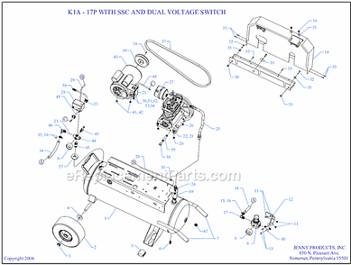 Page A Diagram and Parts List for K1A-17P-SSC-DVS  Jenny Compressor