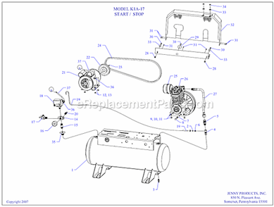 Page A Diagram and Parts List for K1A-17  Jenny Compressor