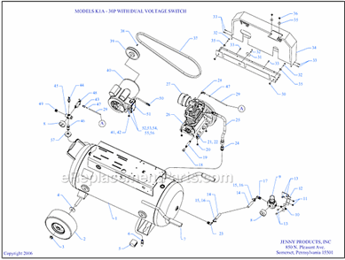 Page A Diagram and Parts List for K1A-30P-CRC-DVS  Jenny Compressor