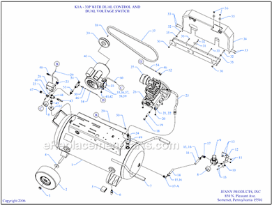 Page A Diagram and Parts List for K1A-30P-DCS-DVS  Jenny Compressor