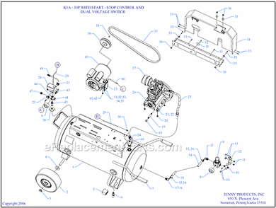 Page A Diagram and Parts List for K1A-30P-SSC-DVS  Jenny Compressor