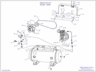 Page A Diagram and Parts List for K1A-30  Jenny Compressor