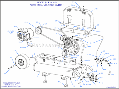 Page A Diagram and Parts List for K1A-8P-CRC-DVS  Jenny Compressor