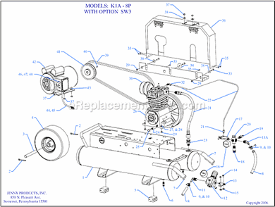 Page A Diagram and Parts List for K1A-8P-CRC-SW3  Jenny Compressor