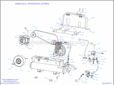 Page A Diagram and Parts List for K1A-8P-DCS  Jenny Compressor