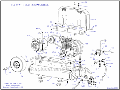 Page A Diagram and Parts List for K1A-8P-SSC  Jenny Compressor