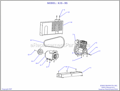 Page A Diagram and Parts List for K1S-BS  Jenny Compressor