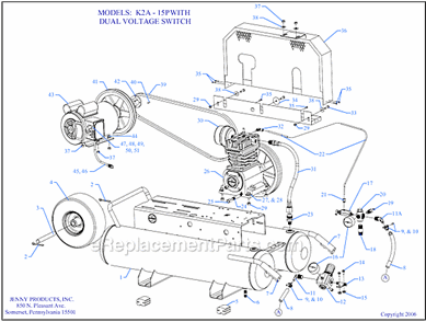 Page A Diagram and Parts List for K2A-15P-CRC-DVS  Jenny Compressor