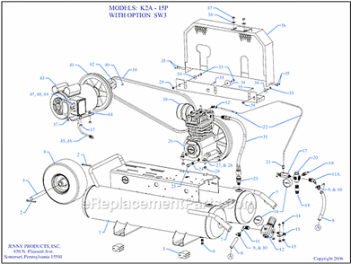 Page A Diagram and Parts List for K2A-15P-CRC-SW3  Jenny Compressor