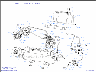 Page A Diagram and Parts List for K2A-15P-DCS-DVS  Jenny Compressor