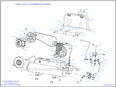 Page A Diagram and Parts List for K2A-15P-DCS  Jenny Compressor