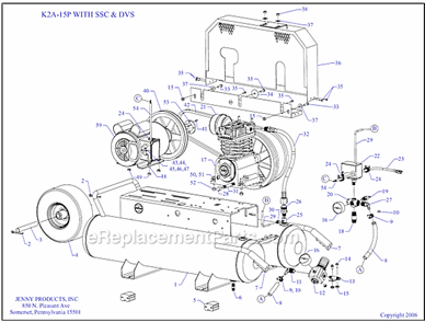 Page A Diagram and Parts List for K2A-15P-SSC-DVS  Jenny Compressor