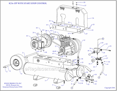 Page A Diagram and Parts List for K2A-15P-SSC  Jenny Compressor