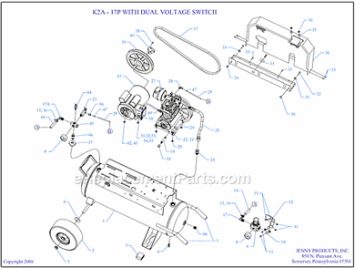Page A Diagram and Parts List for K2A-17P-CRC-DVS  Jenny Compressor
