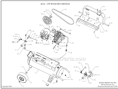 Page A Diagram and Parts List for K2A-17P-CRC-SW3  Jenny Compressor