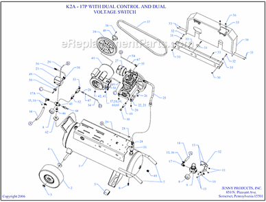 Page A Diagram and Parts List for K2A-17P-DCS-DVS  Jenny Compressor