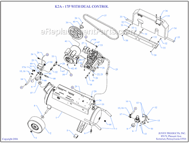 Page A Diagram and Parts List for K2A-17P-DCS  Jenny Compressor