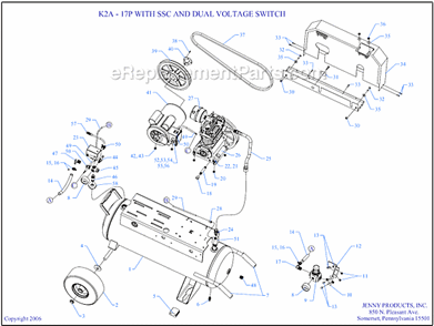 Page A Diagram and Parts List for K2A-17P-SSC-DVS  Jenny Compressor