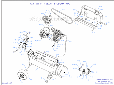 Page A Diagram and Parts List for K2A-17P-SSC  Jenny Compressor