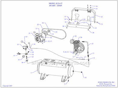 Page A Diagram and Parts List for K2A-17  Jenny Compressor