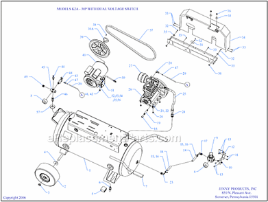 Page A Diagram and Parts List for K2A-30P-CRC-DVS  Jenny Compressor