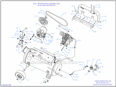 Page A Diagram and Parts List for K2A-30P-DCS-DVS  Jenny Compressor