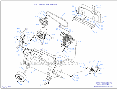 Page A Diagram and Parts List for K2A-30P-DCS  Jenny Compressor