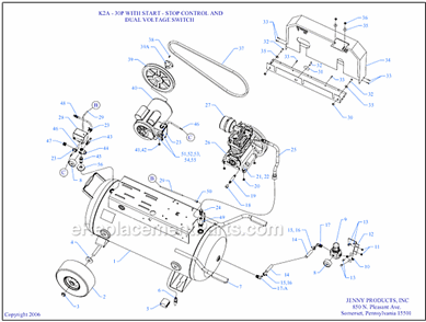 Page A Diagram and Parts List for K2A-30P-SSC-DVS  Jenny Compressor