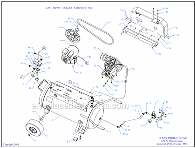 Page A Diagram and Parts List for K2A-30P-SSC  Jenny Compressor