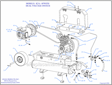 Page A Diagram and Parts List for K2A-8P-CRC-DVS  Jenny Compressor