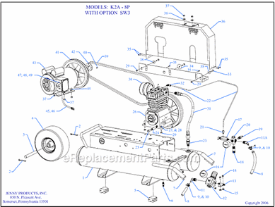 Page A Diagram and Parts List for K2A-8P-CRC-SW3  Jenny Compressor