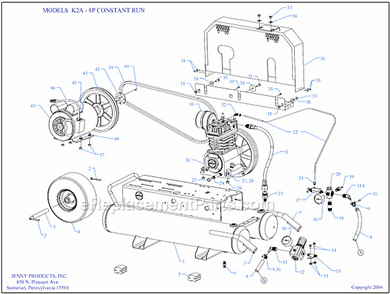 Page A Diagram and Parts List for K2A-8P-CRC  Jenny Compressor