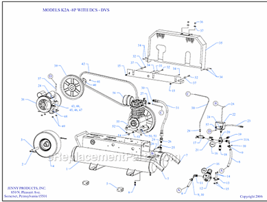 Page A Diagram and Parts List for K2A-8P-DCS-DVS  Jenny Compressor
