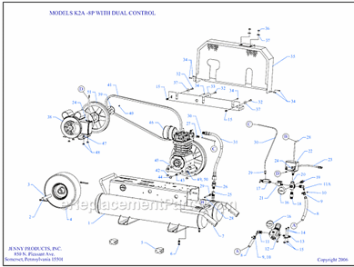 Page A Diagram and Parts List for K2A-8P-DCS  Jenny Compressor